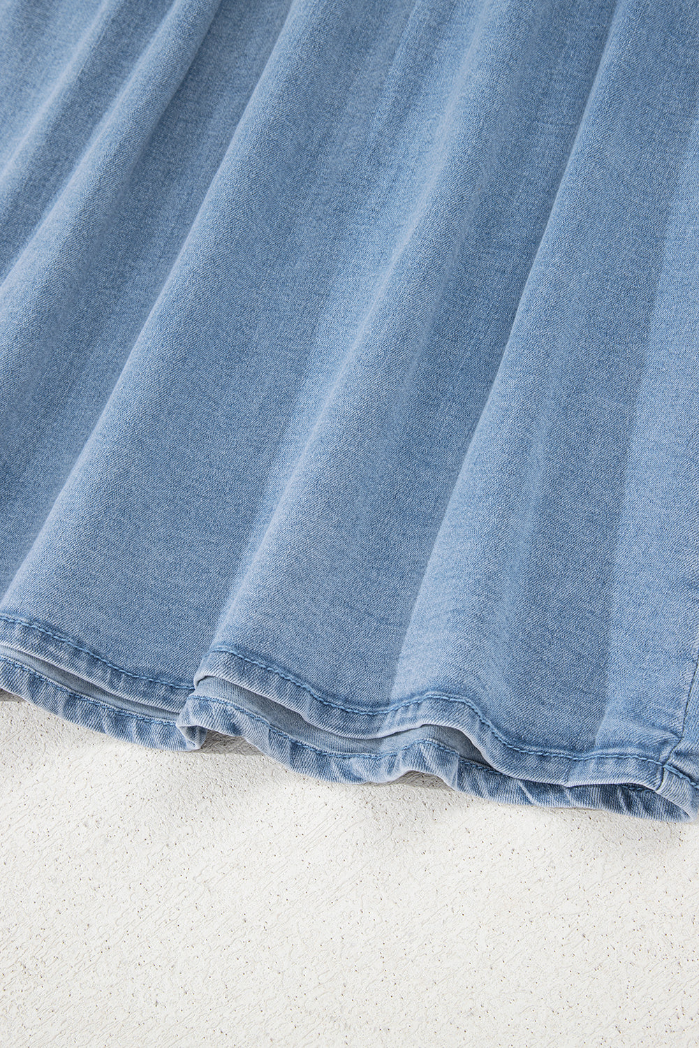 Myosotis Square Neck Bowknot A-line Sleeveless Denim Dress